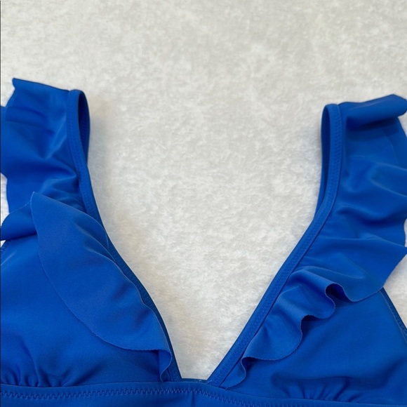 Aerie Blue Ruffle Triangle Adjustable Strap Bikini Top - Picture 4 of 10